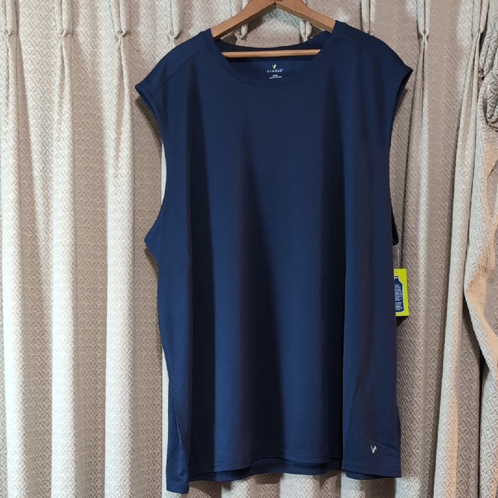 NWT Men's Size 3X Vively Navy Blue Proformance Sleeveless Athletic Muscle Tank